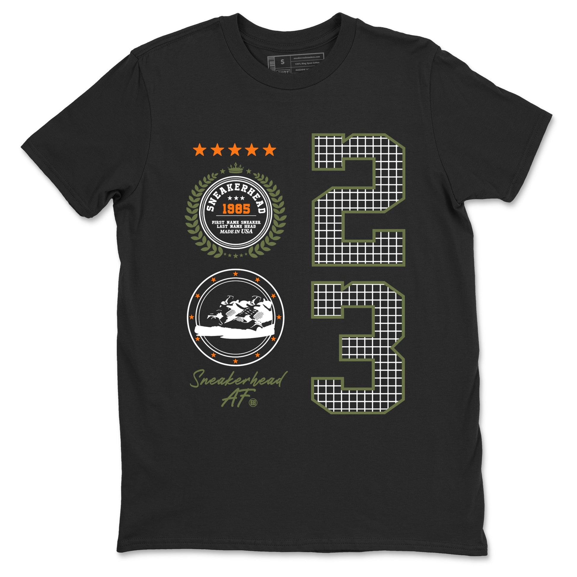 Sneaker match tees – Sneaker Tees To Match Undefeated inspired colorways Air Jordan 4 OG Olive Shoes  – Sneaker Emblem Tee Black 2