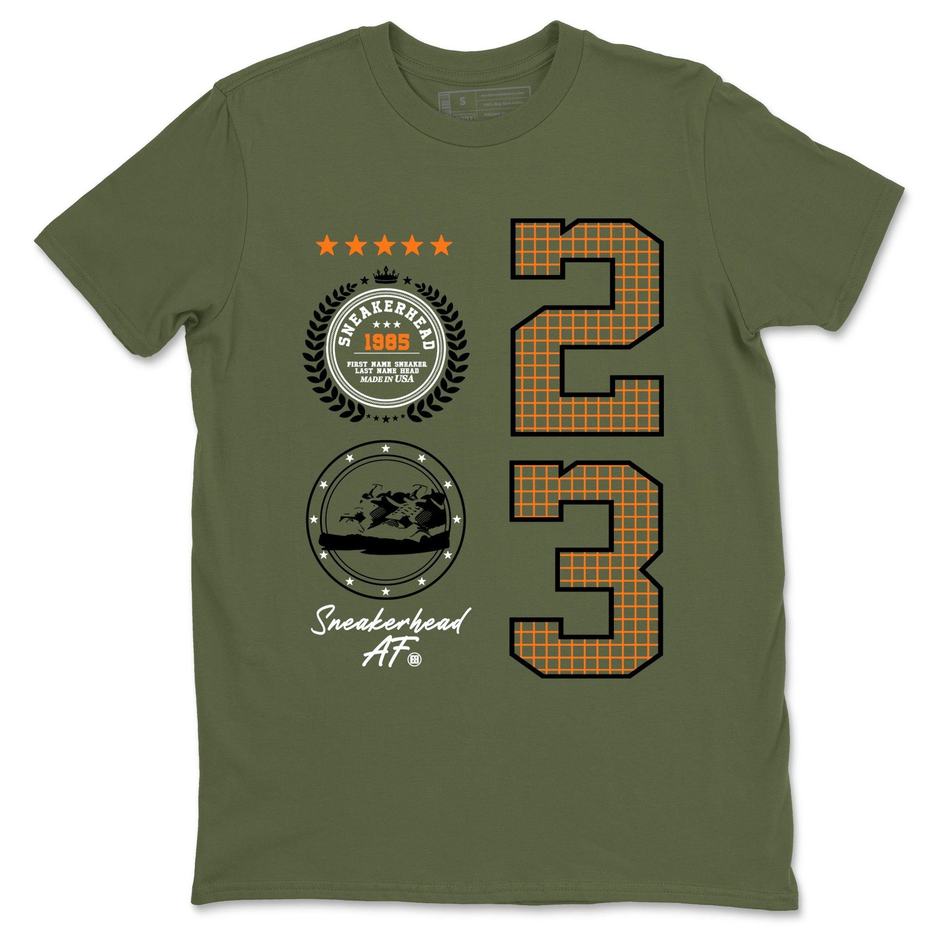 Sneaker match tees – Sneaker Tees To Match Undefeated inspired colorways Air Jordan 4 OG Olive Shoes  – Sneaker Emblem Tee Military Green 2