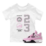 4s Orchid shirts to match jordans Sneaker Emblem sneaker match tees Air Jordan 4 Orchid match shoes to clothes SNRT Sneaker Tees Youth Baby White 1 tee