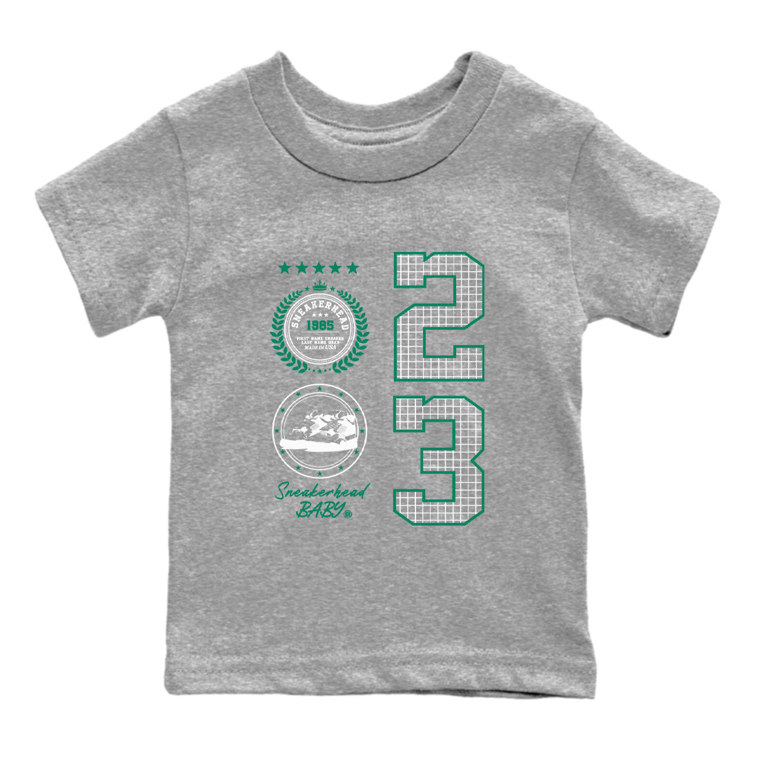 4s Oxidized Green shirts to match jordans Sneaker Emblem sneaker match tees Air Jordan 4 Oxidized Green SNRT Sneaker Tees streetwear brand Baby and Youth Heather Grey 2 cotton tee