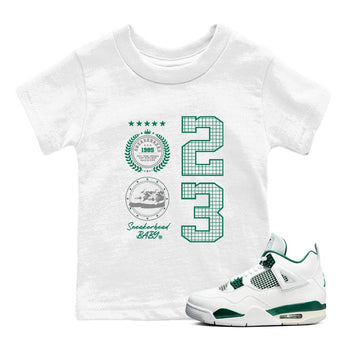 4s Oxidized Green shirts to match jordans Sneaker Emblem sneaker match tees Air Jordan 4 Oxidized Green SNRT Sneaker Tees streetwear brand Baby and Youth White 1 cotton tee