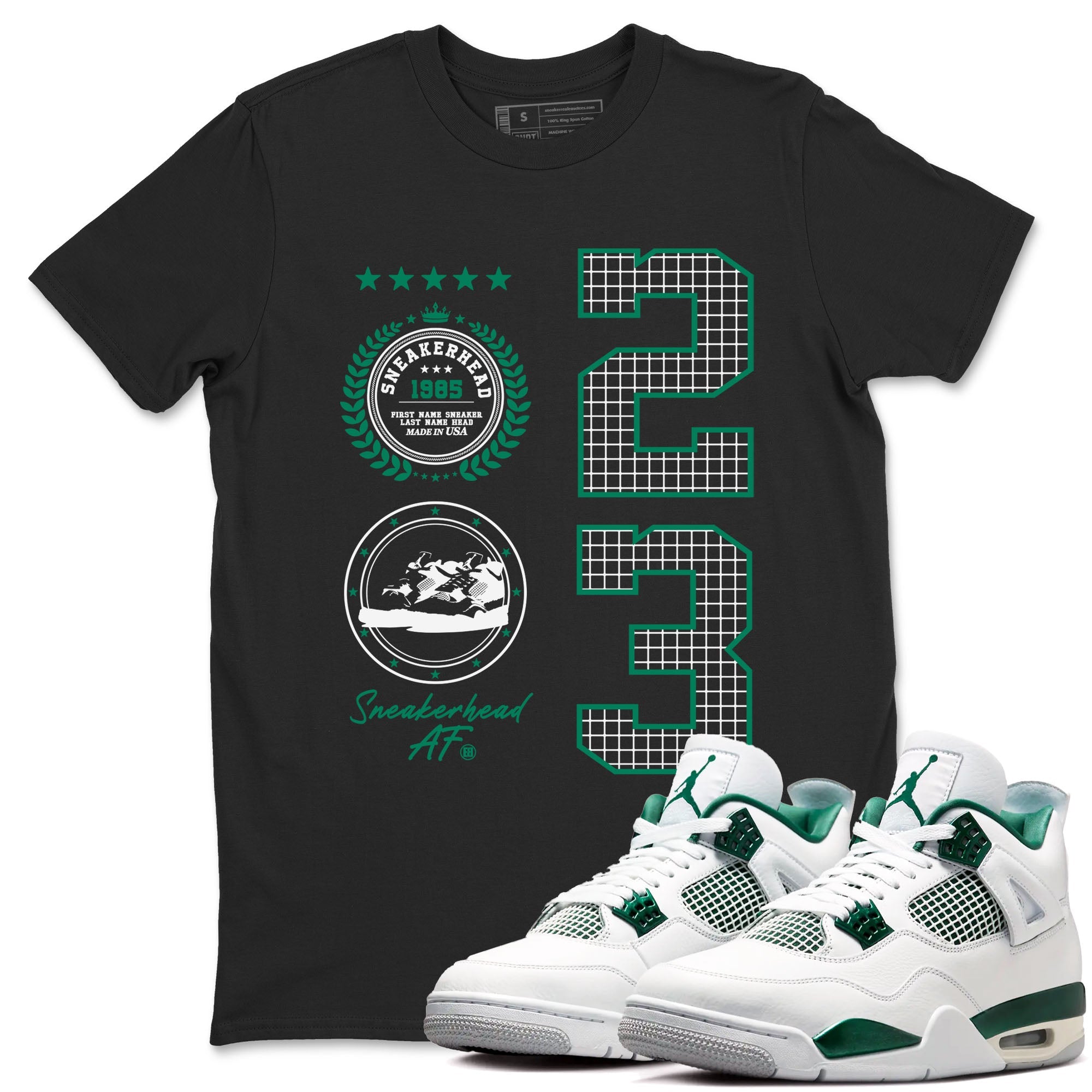 4s Oxidized Green shirts to match jordans Sneaker Emblem sneaker match tees Air Jordan 4 Oxidized Green SNRT Sneaker Tees streetwear brand Black 1 unisex cotton tee