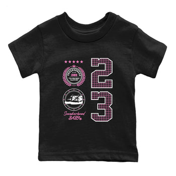 Perfect Valentine's Day Gifts graphic tee  – Sneaker Tees To Match Air Jordan 4 Pink Thunder – Sneaker Emblem Kids Graphic T-Shirt Black 2