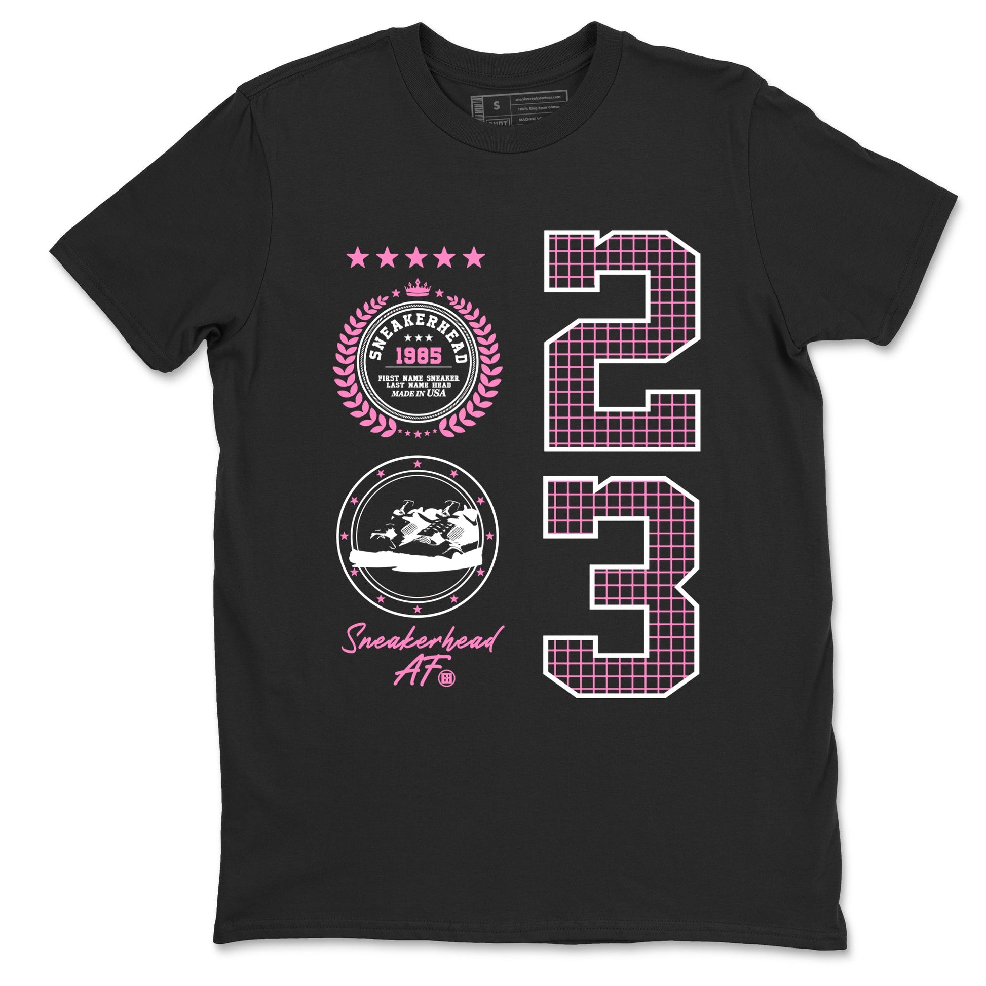Perfect Valentine's Day Gifts graphic tee  – Sneaker Tees To Match Air Jordan 4 Pink Thunder – Sneaker Emblem Tee Black 2
