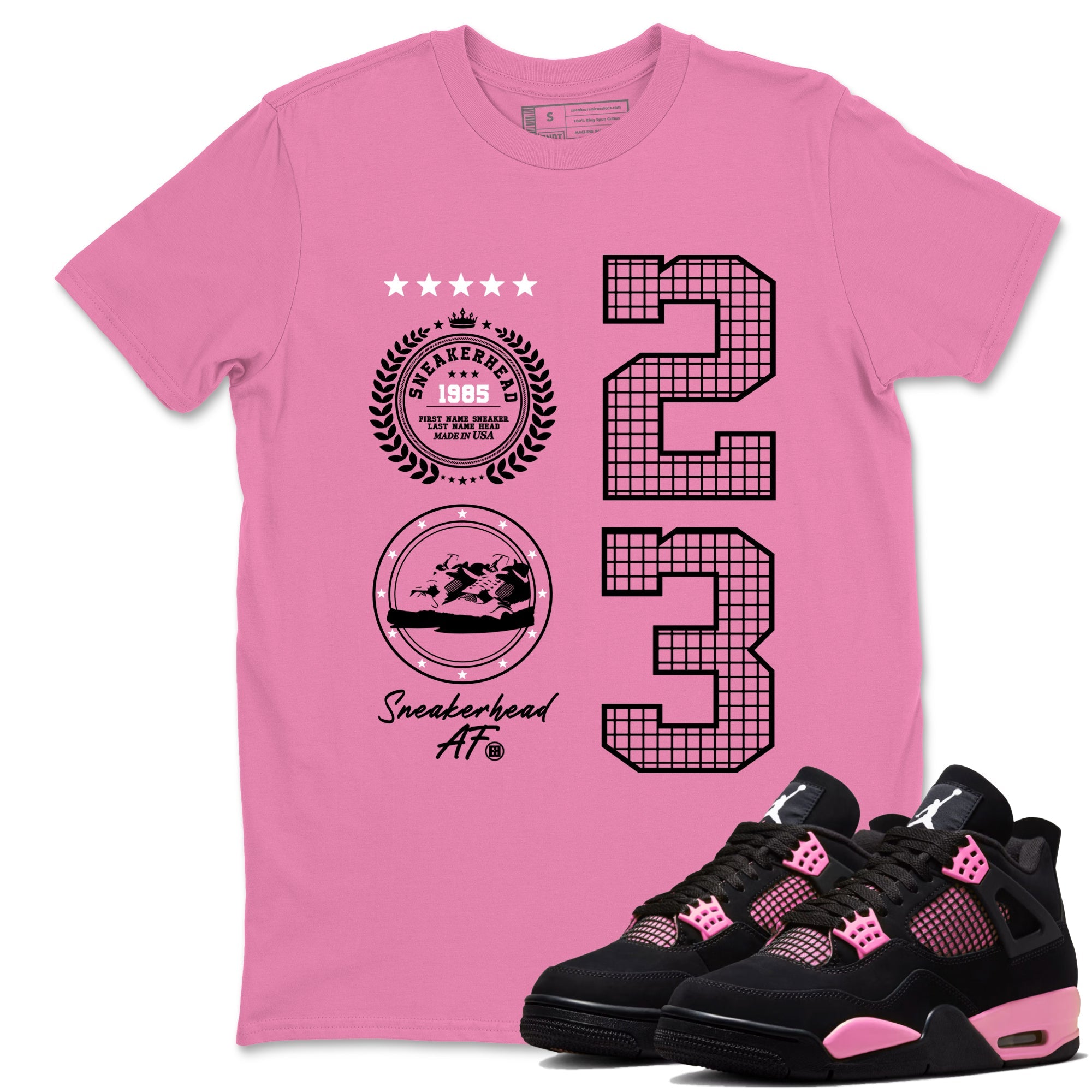 Perfect Valentine's Day Gifts graphic tee  – Sneaker Tees To Match Air Jordan 4 Pink Thunder – Sneaker Emblem Tee Bubble Gum 1