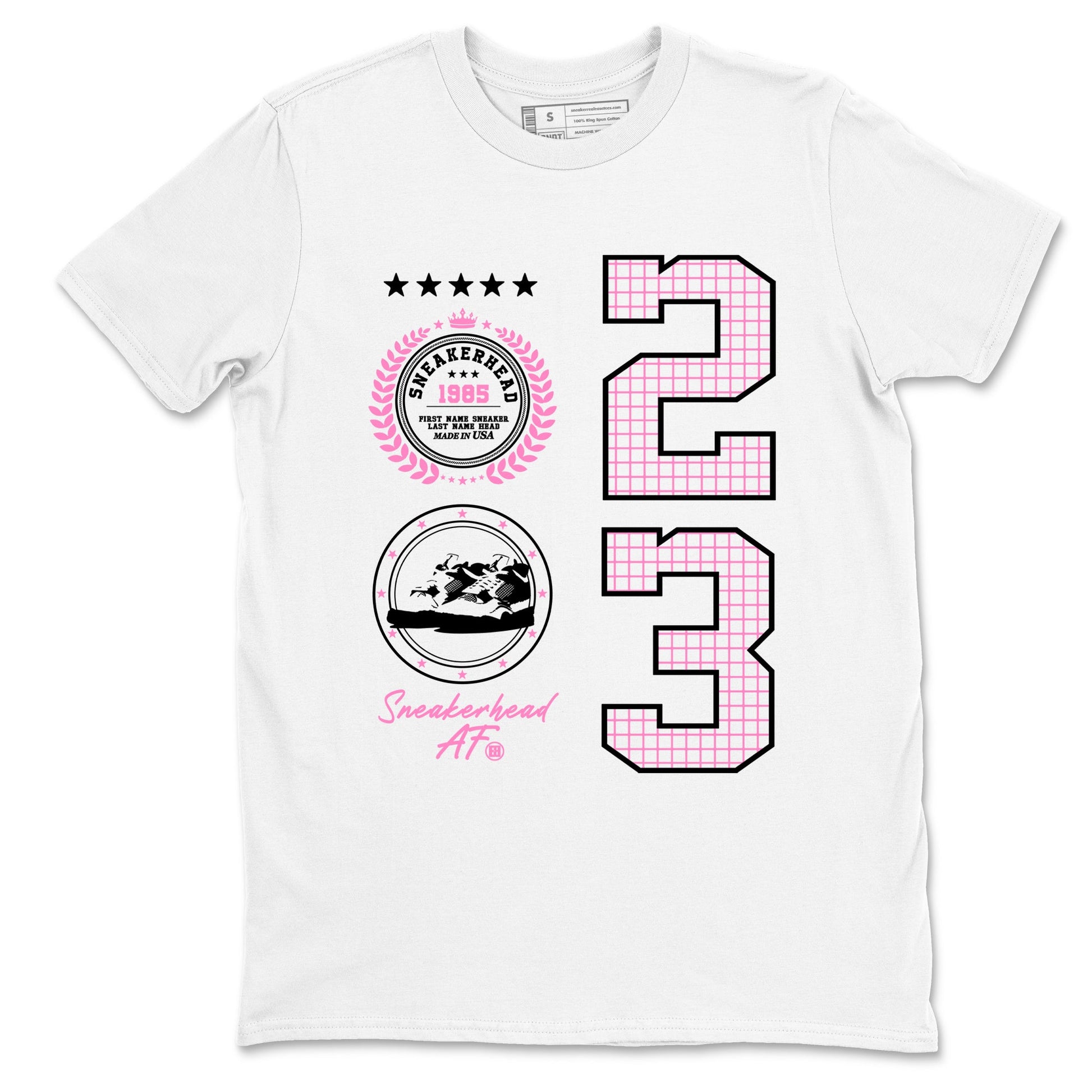 Perfect Valentine's Day Gifts graphic tee  – Sneaker Tees To Match Air Jordan 4 Pink Thunder – Sneaker Emblem Tee White 2