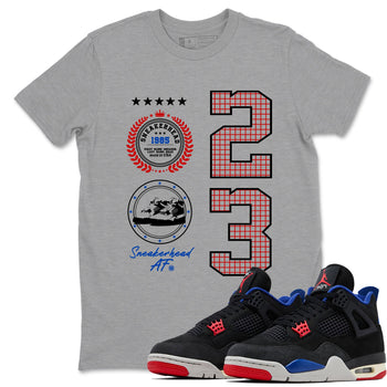 Sneaker match tees – Sneaker Tees To Match Jordan 4 Retro Rare Air Shoes – Sneaker Emblem Tee Heather Grey 1