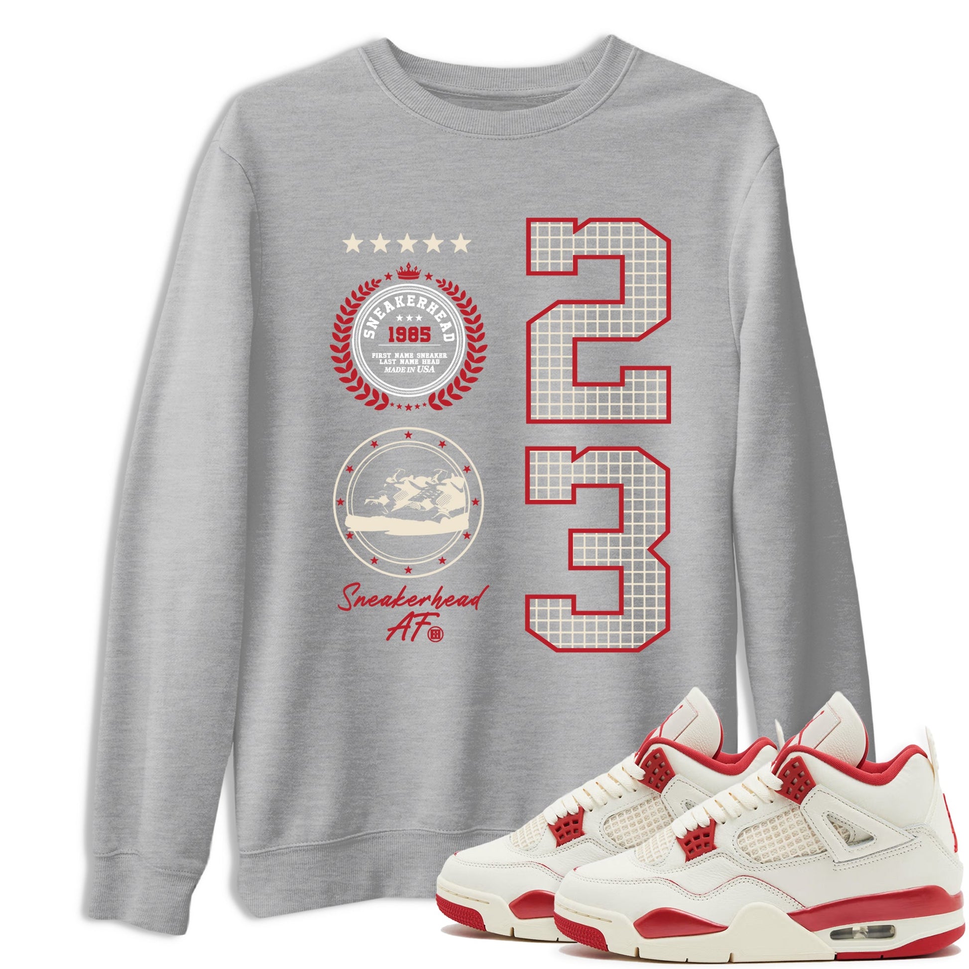 Best Sneakerfits graphic tee – Perfect Valentine's Day outfits to match Air Jordan 4 Valentines Day – Sneaker Emblem Tee Heather Grey 1