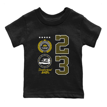 AJ4 Vivid Sulfur shirt to match jordans Sneaker Emblem sneaker tees Air Jordan 4 Vivid Sulfur SNRT sneaker release tees baby toddler Black 2 cotton Shirt
