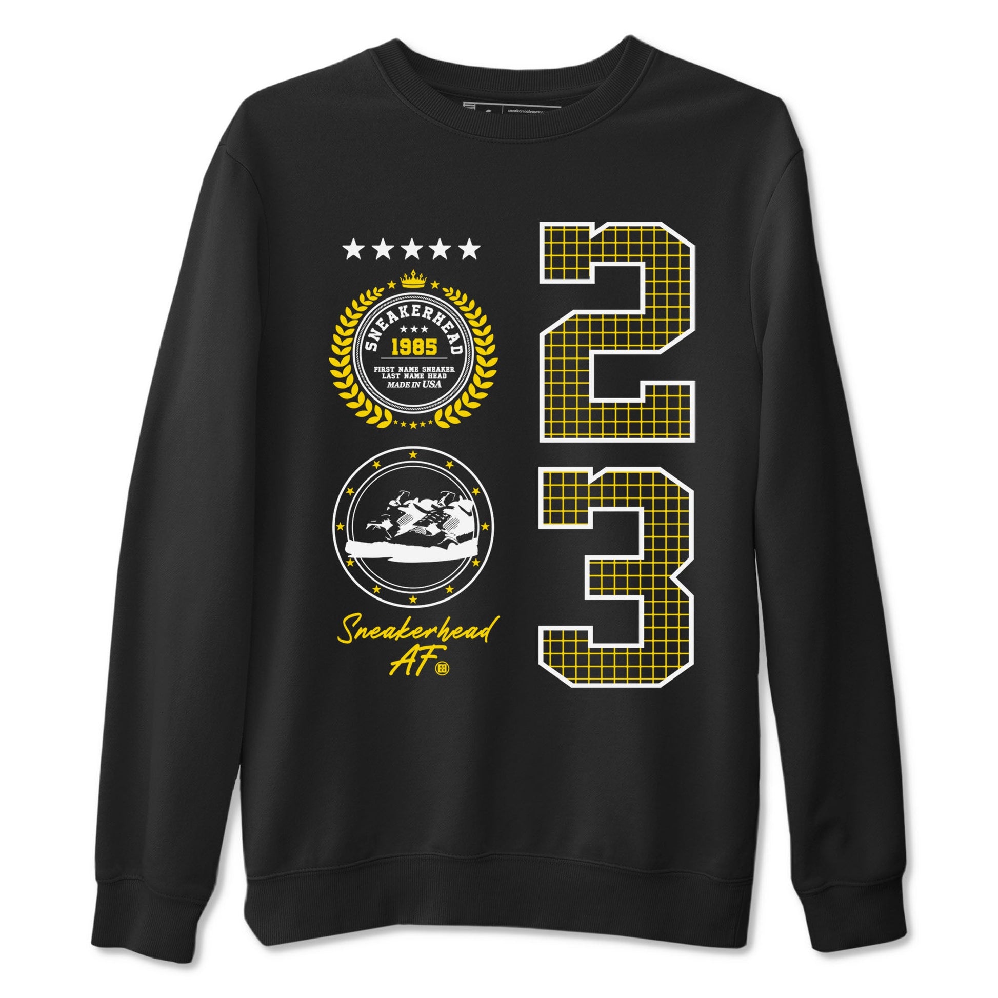 AJ4 Vivid Sulfur shirt to match jordans Sneaker Emblem sneaker tees Air Jordan 4 Vivid Sulfur SNRT Sneaker Release Tees unisex cotton Black 2 crew neck shirt