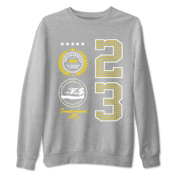 AJ4 Vivid Sulfur shirt to match jordans Sneaker Emblem sneaker tees Air Jordan 4 Vivid Sulfur SNRT Sneaker Release Tees unisex cotton Heather Grey 2 crew neck shirt