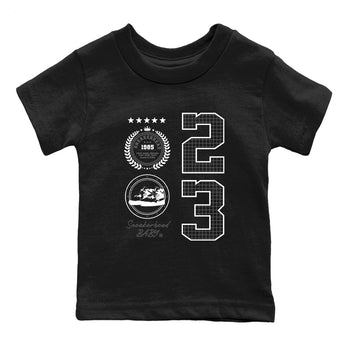 4s Wet Cement shirts to match jordans Sneaker Emblem sneaker match tees Air Jordan 4 Wet Cement SNRT Sneaker Release Tees Youth Baby Black 2 crew neck shirts