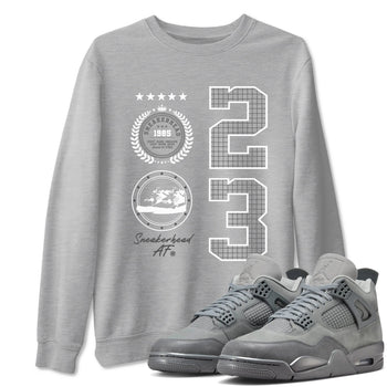 4s Wet Cement shirts to match jordans Sneaker Emblem sneaker match tees Air Jordan 4 Wet Cement SNRT Sneaker Release Tees unisex cotton Heather Grey 1 crew neck shirts