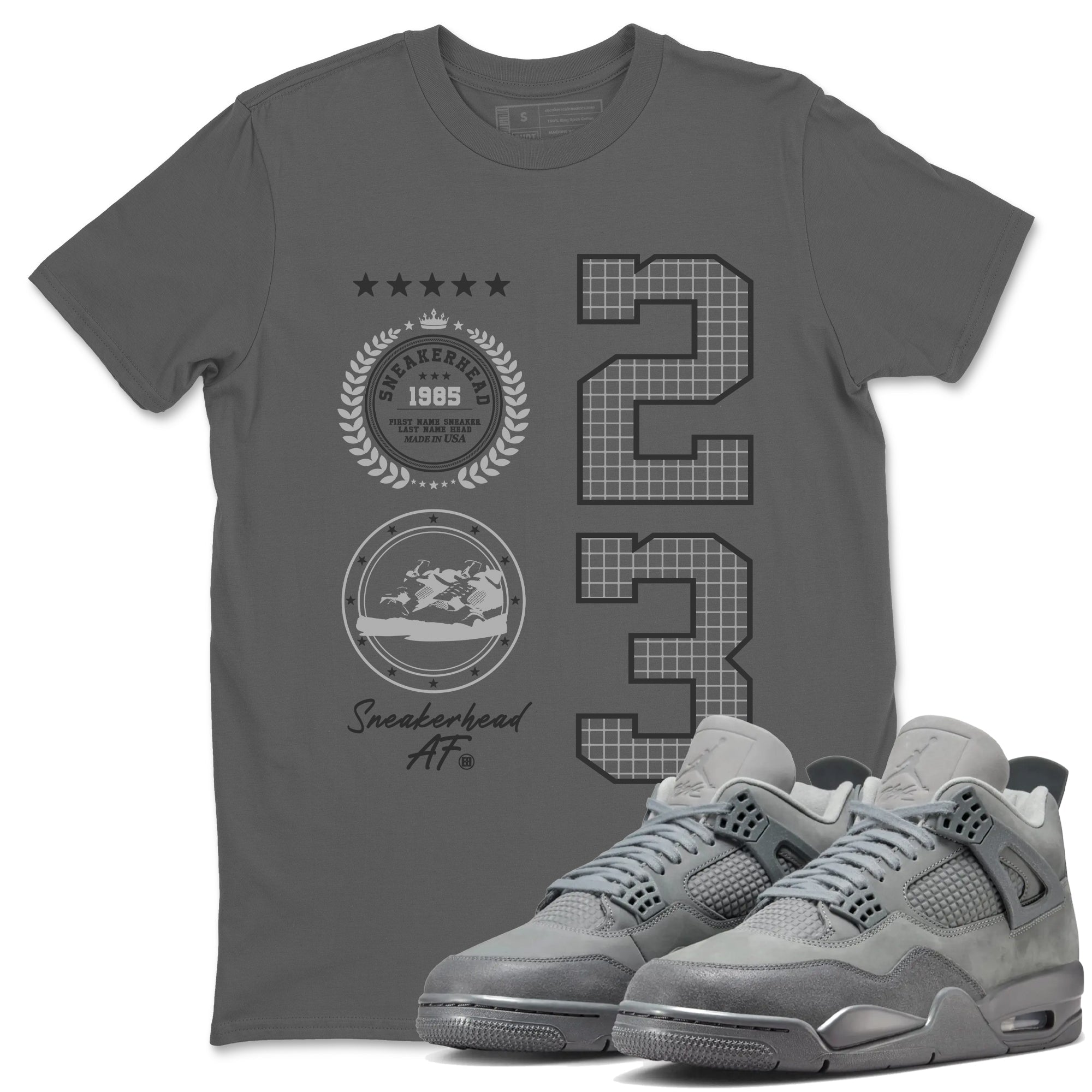 4s Wet Cement shirts to match jordans Sneaker Emblem sneaker match tees Air Jordan 4 Wet Cement SNRT Sneaker Release Tees unisex cotton Cool Grey 1 crew neck shirts