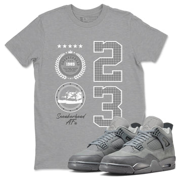 4s Wet Cement shirts to match jordans Sneaker Emblem sneaker match tees Air Jordan 4 Wet Cement SNRT Sneaker Release Tees unisex cotton Heather Grey 1 crew neck shirts