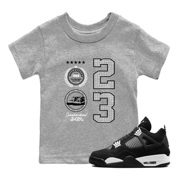AJ4 White Thunder shirts to match jordans Sneaker Emblem sneaker match tees Air Jordan 4 White Thunder SNRT Sneaker Tees streetwear brand Baby and Youth Heather Grey 1 cotton tee