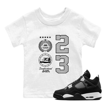 AJ4 White Thunder shirts to match jordans Sneaker Emblem sneaker match tees Air Jordan 4 White Thunder SNRT Sneaker Tees streetwear brand Baby and Youth White 1 cotton tee