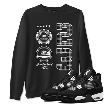 AJ4 White Thunder shirts to match jordans Sneaker Emblem sneaker match tees Air Jordan 4 White Thunder SNRT Sneaker Tees streetwear brand Black 1 unisex cotton tee
