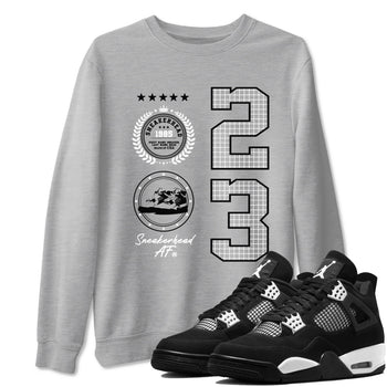 AJ4 White Thunder shirts to match jordans Sneaker Emblem sneaker match tees Air Jordan 4 White Thunder SNRT Sneaker Tees streetwear brand Heather Grey 1 unisex cotton tee