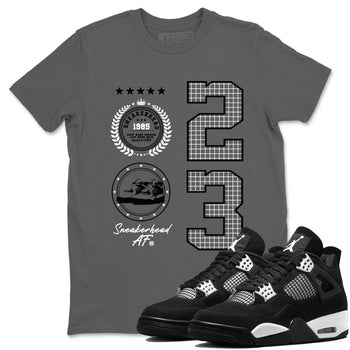 AJ4 White Thunder shirts to match jordans Sneaker Emblem sneaker match tees Air Jordan 4 White Thunder SNRT Sneaker Tees streetwear brand Cool Grey 1 unisex cotton tee