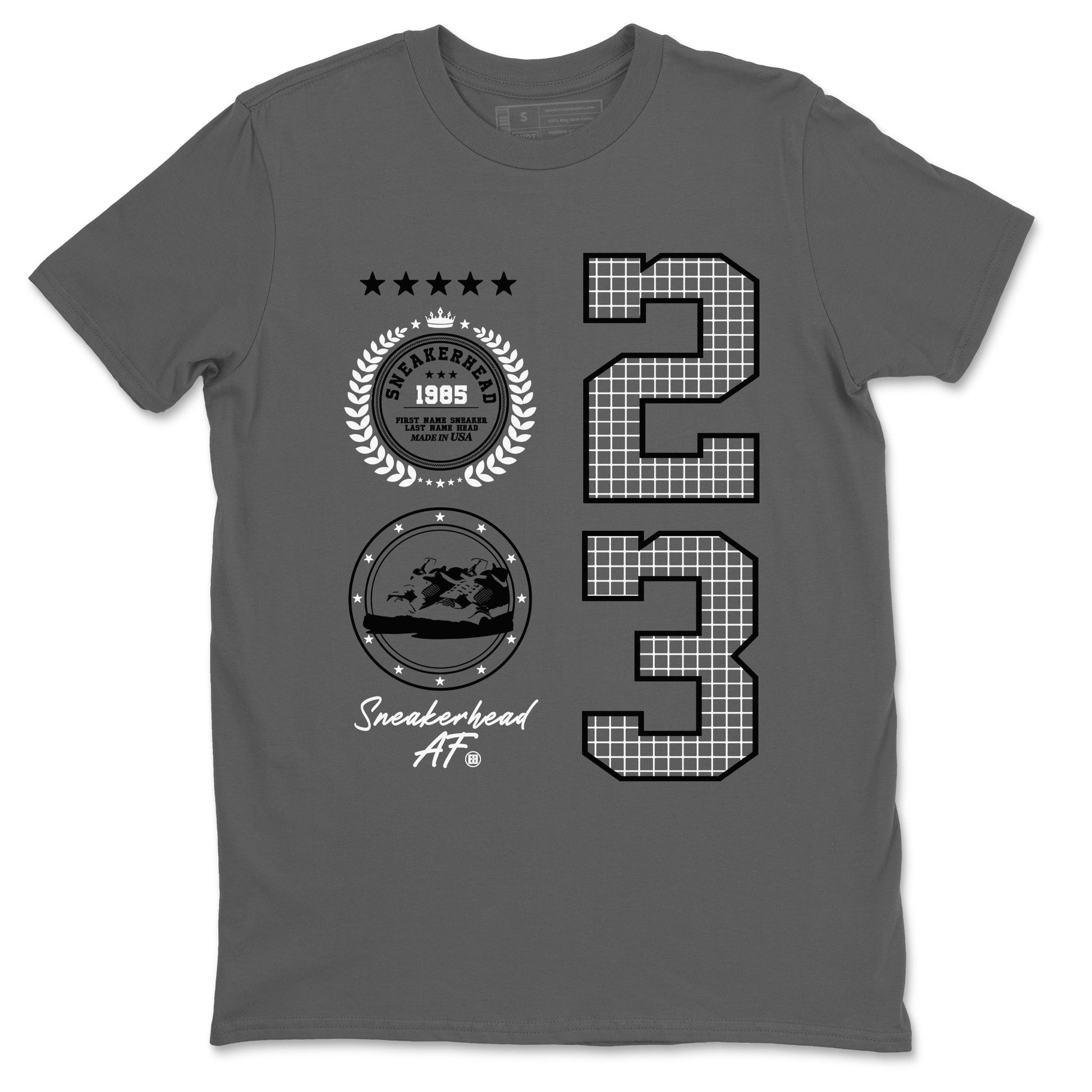 AJ4 White Thunder shirts to match jordans Sneaker Emblem sneaker match tees Air Jordan 4 White Thunder SNRT Sneaker Tees streetwear brand Cool Grey 2 unisex cotton tee