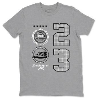AJ4 White Thunder shirts to match jordans Sneaker Emblem sneaker match tees Air Jordan 4 White Thunder SNRT Sneaker Tees streetwear brand Heather Grey 2 unisex cotton tee