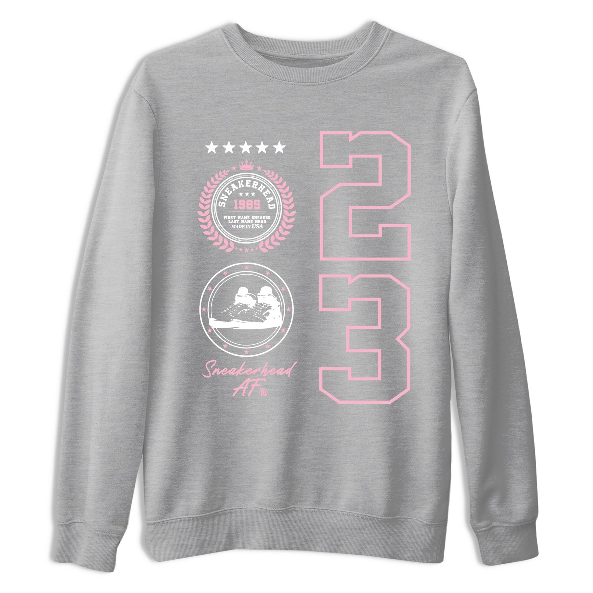 Sneaker Emblem sneaker match t-shirt styled to complete your fit with the Air Jordan 5 35th Anniversary sneakers, shown in Heather Grey 2.