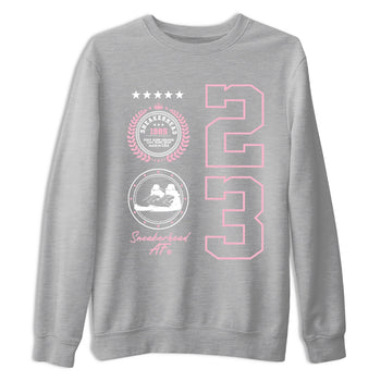 Sneaker Emblem sneaker match t-shirt styled to complete your fit with the Air Jordan 5 35th Anniversary sneakers, shown in Heather Grey 2.