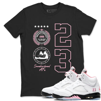Sneaker Emblem sneaker match t-shirt styled to complete your fit with the Air Jordan 5 35th Anniversary sneakers, shown in Black 1.