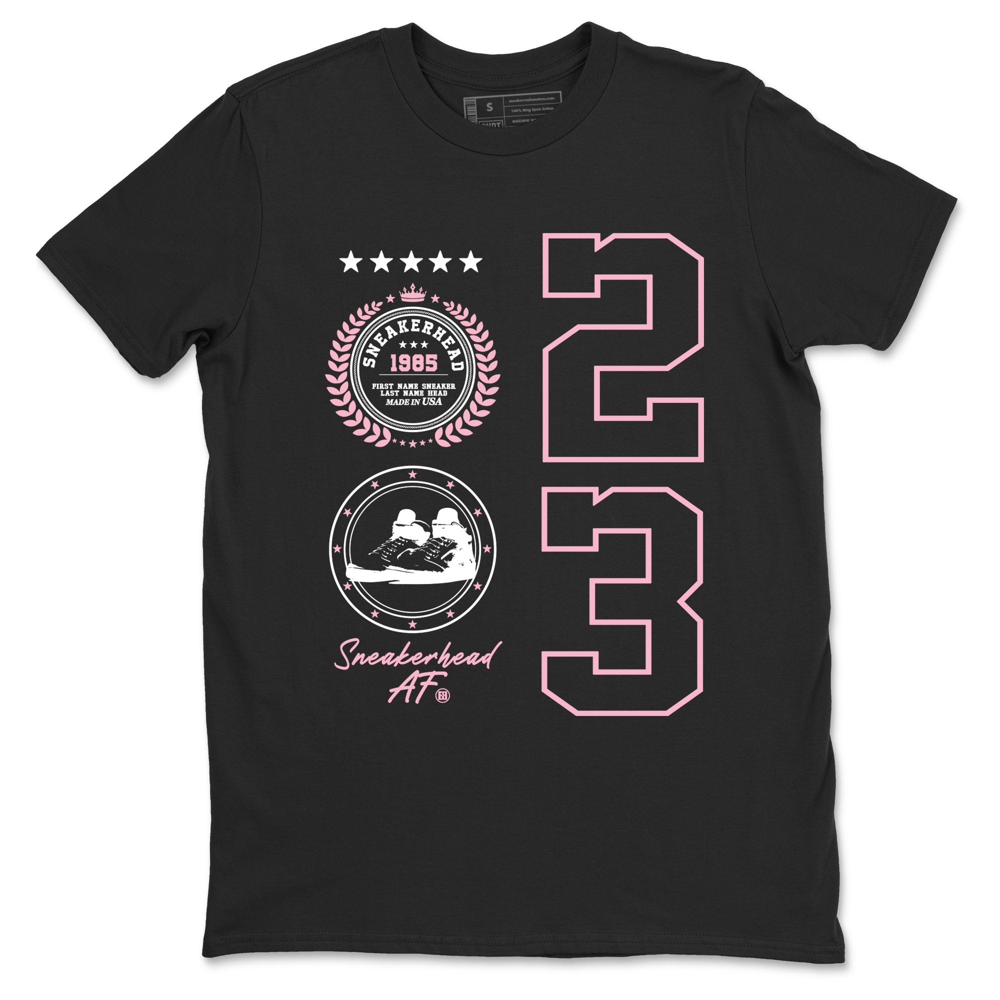 Sneaker Emblem sneaker match t-shirt styled to complete your fit with the Air Jordan 5 35th Anniversary sneakers, shown in Black 2.
