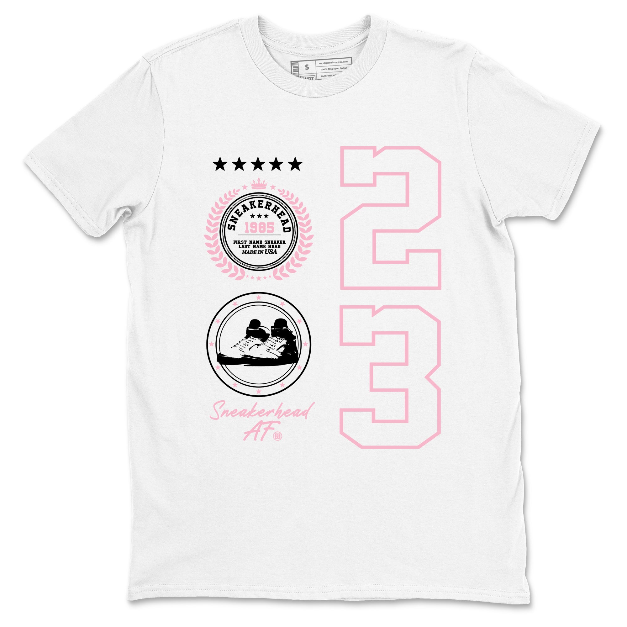 Sneaker Emblem sneaker match t-shirt styled to complete your fit with the Air Jordan 5 35th Anniversary sneakers, shown in White 2.