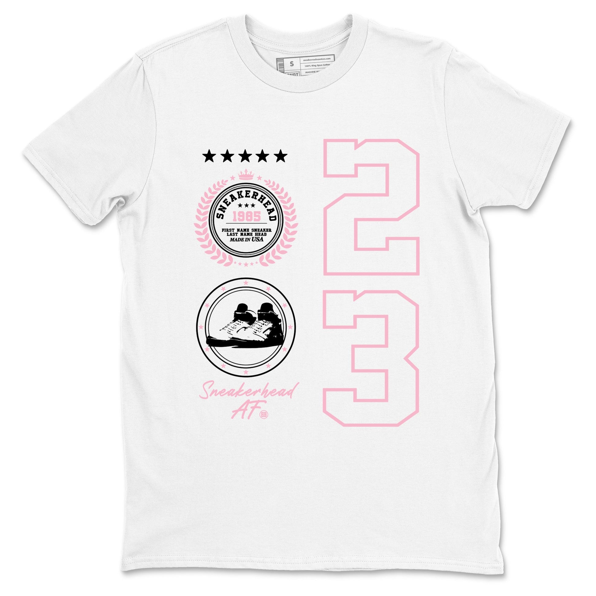 Sneaker Emblem sneaker match t-shirt styled to complete your fit with the Air Jordan 5 35th Anniversary sneakers, shown in White 2.