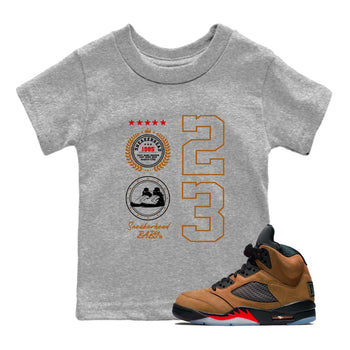 5s Archaeo Brown shirts to match jordans Sneaker Emblem sneaker match tees Air Jordan 5 Archaeo Brown SNRT Sneaker Release Tees Youth Baby Heather Grey 1 crew neck shirts