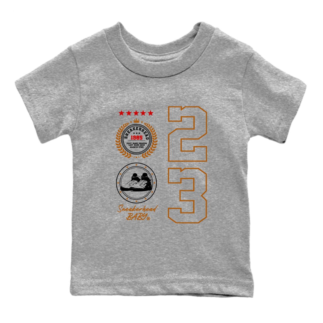 5s Archaeo Brown shirts to match jordans Sneaker Emblem sneaker match tees Air Jordan 5 Archaeo Brown SNRT Sneaker Release Tees Youth Baby Heather Grey 2 crew neck shirts