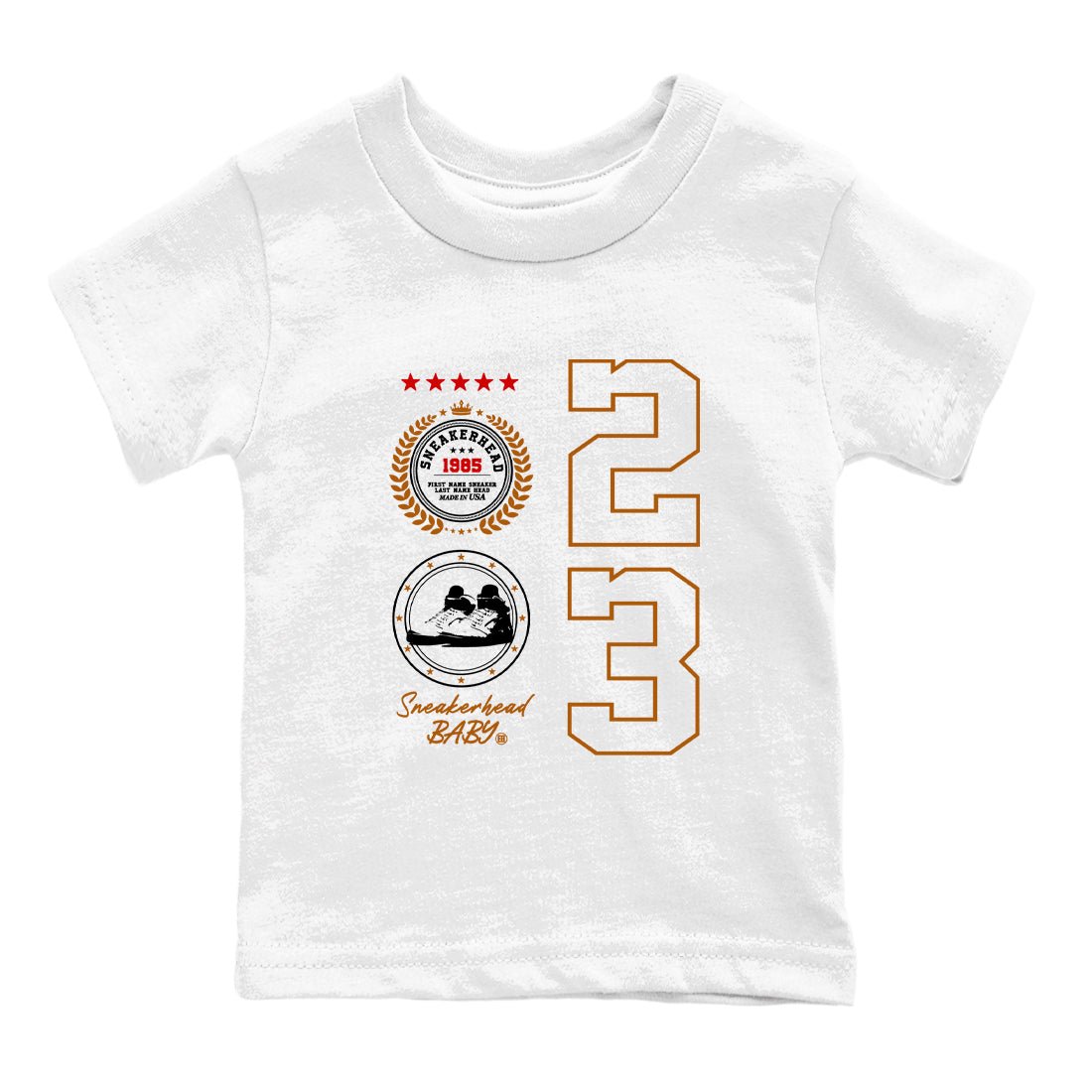 5s Archaeo Brown shirts to match jordans Sneaker Emblem sneaker match tees Air Jordan 5 Archaeo Brown SNRT Sneaker Release Tees Youth Baby White 2 crew neck shirts