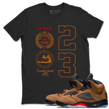 5s Archaeo Brown shirts to match jordans Sneaker Emblem sneaker match tees Air Jordan 5 Archaeo Brown SNRT Sneaker Release Tees unisex cotton Black 1 crew neck shirts