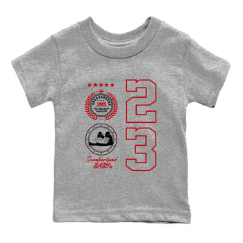 5s Fire Red Sneaker match tees – Sneaker Tees To Match Jordan 5 Retro Fire Red Sneakers – Sneaker Emblem Kids Graphic T-Shirt Heather Grey 2