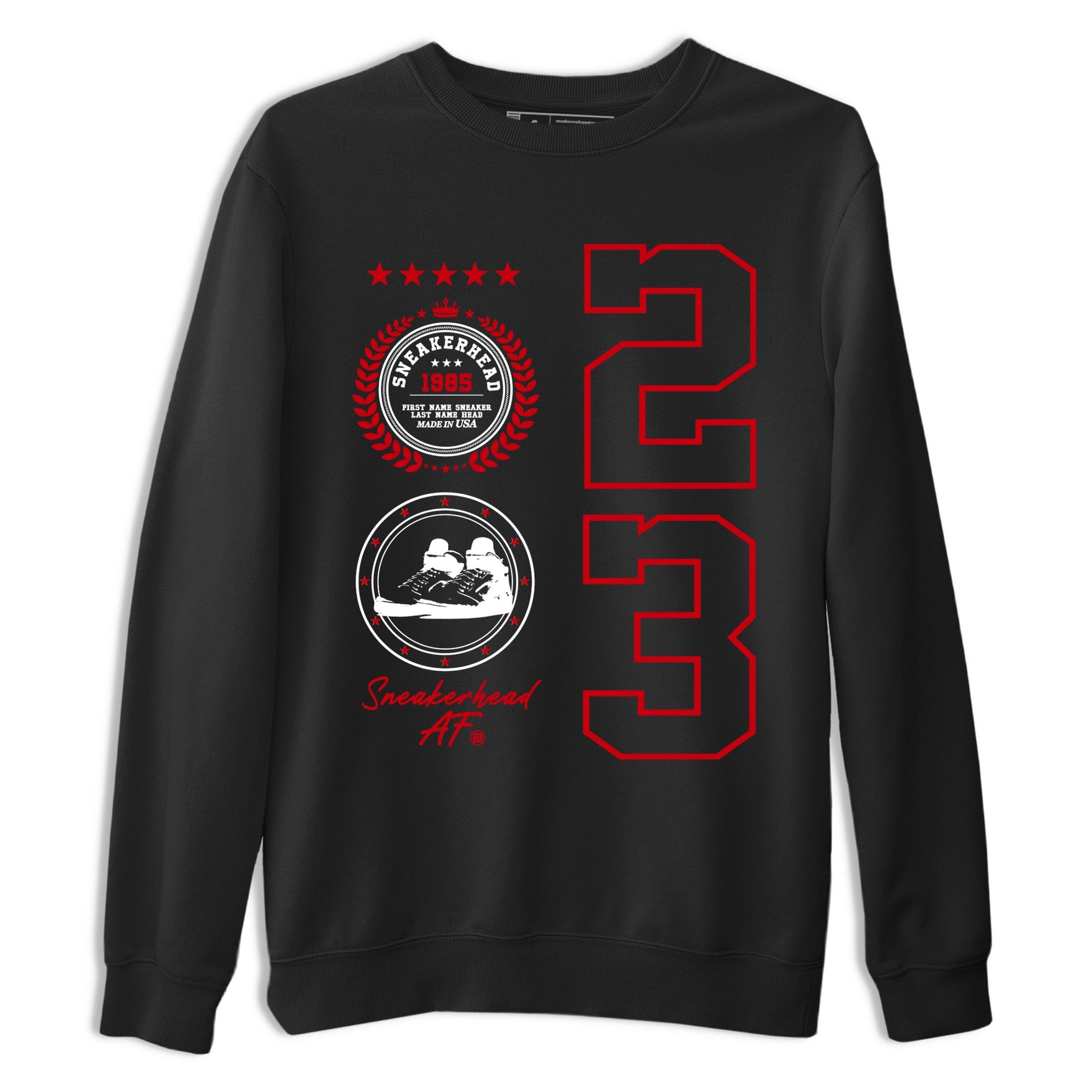 5s Fire Red Sneaker match tees – Sneaker Tees To Match Jordan 5 Retro Fire Red Sneakers – Sneaker Emblem Graphic Tee Black 2