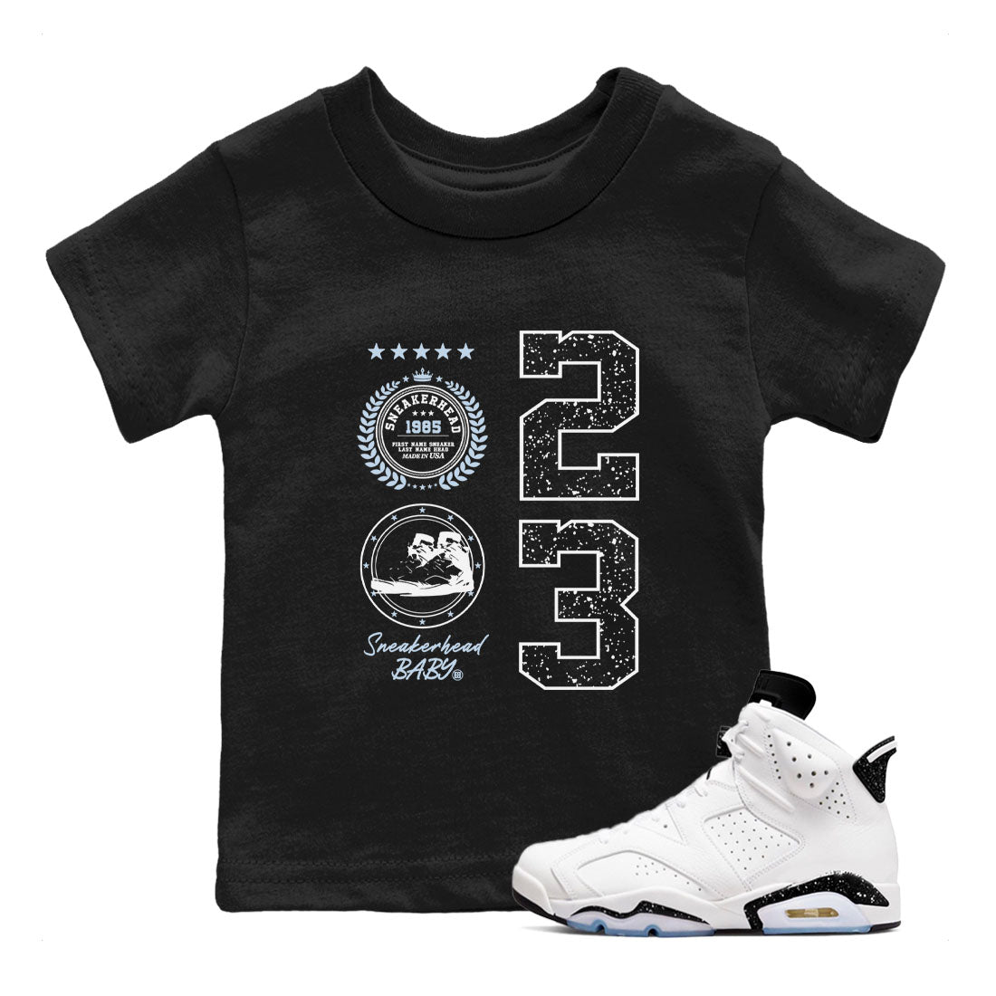 6s White Black shirt to match jordans Sneaker Emblem sneaker tees Air Jordan 6 White Black SNRT sneaker release tees baby toddler Black 1 cotton Shirt