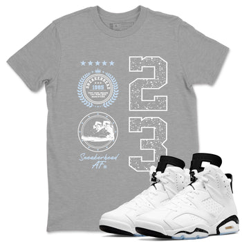 6s White Black shirt to match jordans Sneaker Emblem sneaker tees Air Jordan 6 White Black SNRT Sneaker Release Tees unisex cotton Heather Grey 1 crew neck shirt