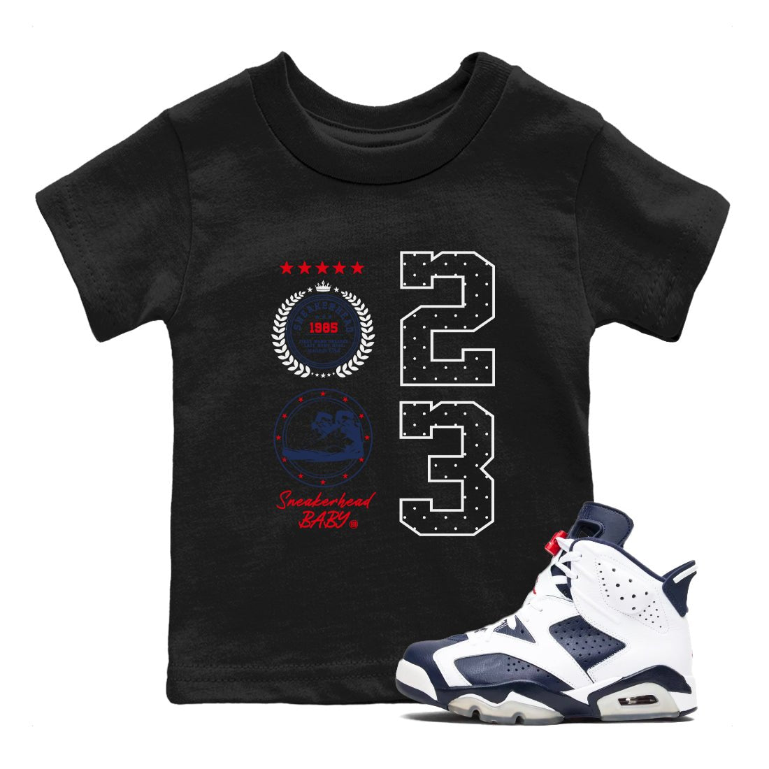 6s White And Midnight Navy shirts to match jordans Sneaker Emblem sneaker match tees Air Jordan 6 White And Midnight Navy SNRT Sneaker Tees streetwear brand Baby and Youth Black 1 cotton tee