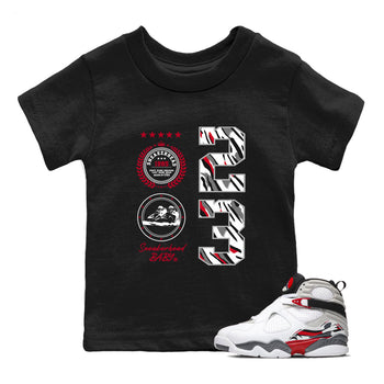 Sneaker match tees – Sneaker Tees To Match Air Jordan 8 Bunny Shoes Air Jordan 8 White and True Red – Sneaker Emblem Kids T-Shirt Black 1