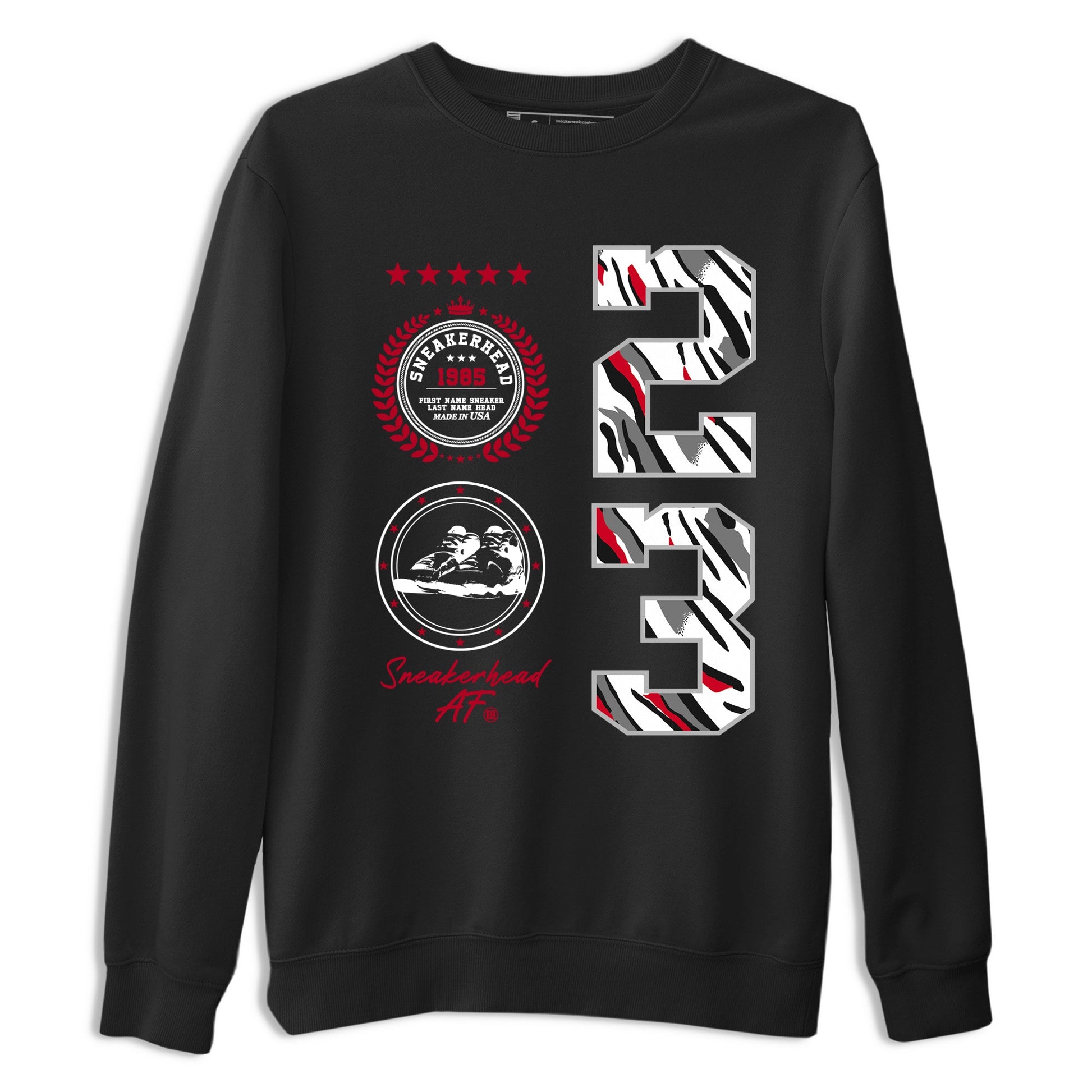 Sneaker match tees – Sneaker Tees To Match Air Jordan 8 Bunny Shoes Air Jordan 8 White and True Red – Sneaker Emblem Tee Black 2
