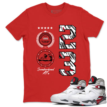 Sneaker match tees – Sneaker Tees To Match Air Jordan 8 Bunny Shoes Air Jordan 8 White and True Red – Sneaker Emblem Tee Red 1