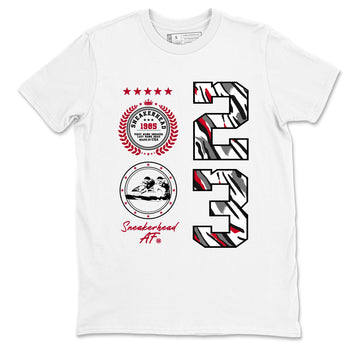 Sneaker match tees – Sneaker Tees To Match Air Jordan 8 Bunny Shoes Air Jordan 8 White and True Red – Sneaker Emblem Tee White 2