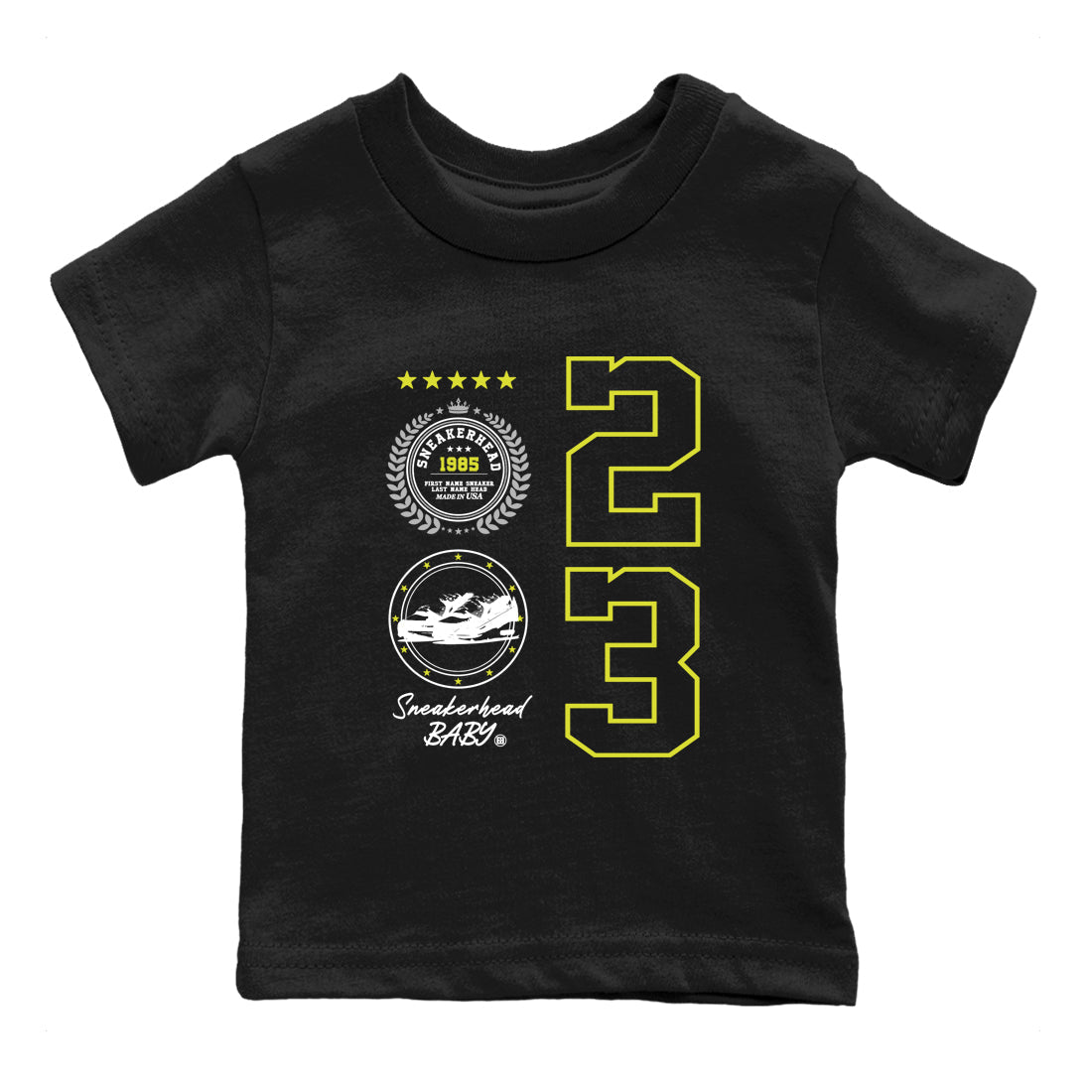 Sneaker Emblem baby and kids t-shirt crafted for little sneakerheads to shine with the Air Max 90 Cyber sneakers, displayed in Black 2.