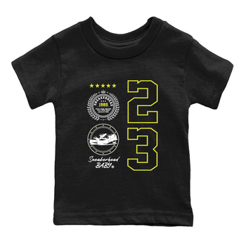 Sneaker Emblem baby and kids t-shirt crafted for little sneakerheads to shine with the Air Max 90 Cyber sneakers, displayed in Black 2.