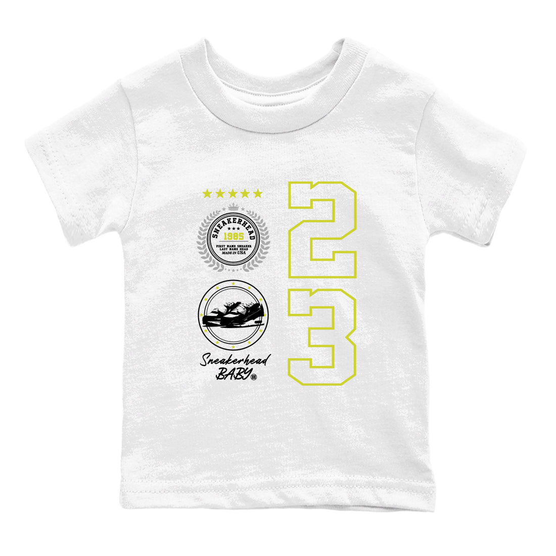 Sneaker Emblem baby and kids t-shirt crafted for little sneakerheads to shine with the Air Max 90 Cyber sneakers, displayed in White 2.