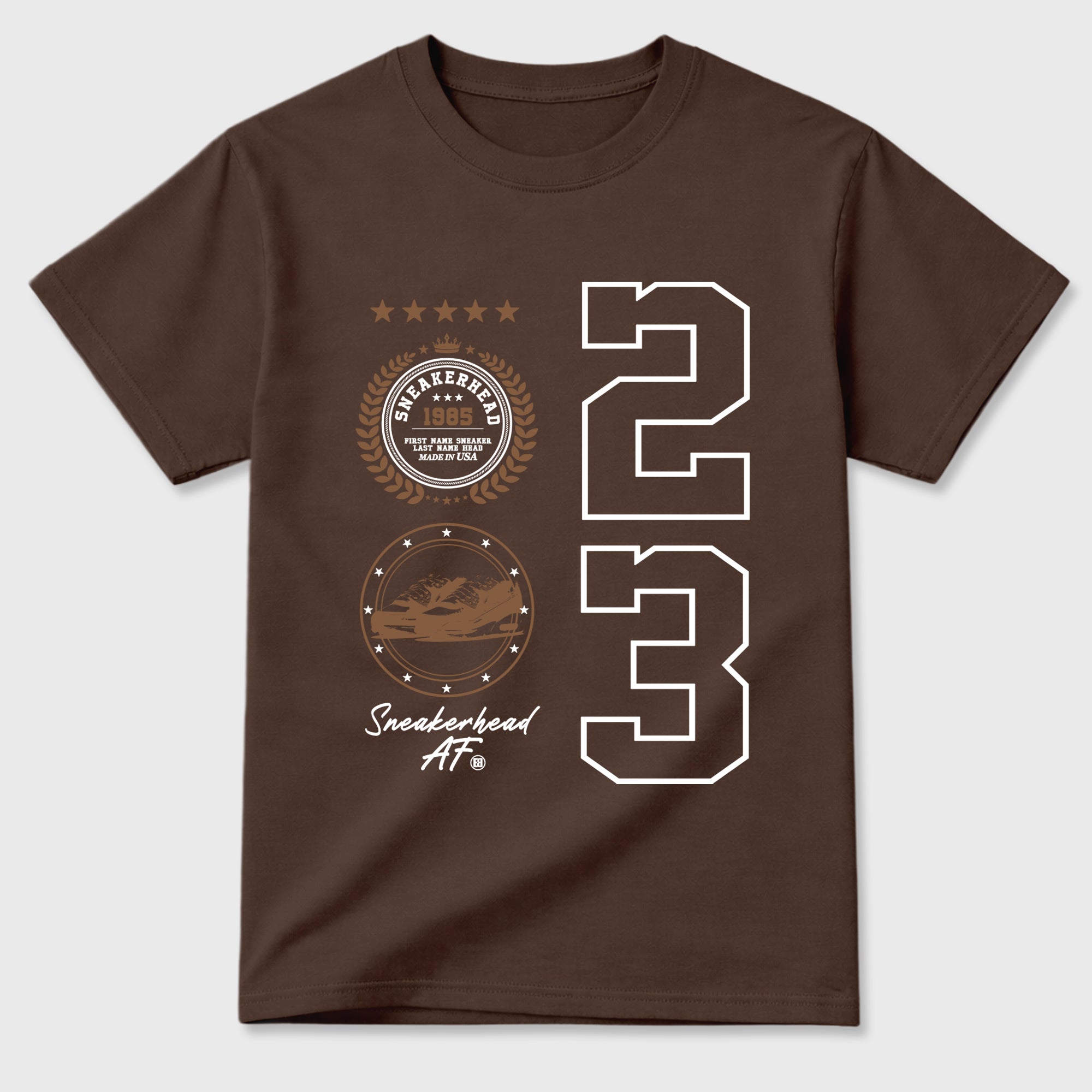 Sneaker Emblem Graphic T-Shirt featuring original streetwear artwork designed to match the Air Max 90 Shadow Brown. Dark Chocolate 2 Graphic T-Shirt.