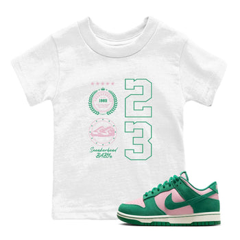 Dunk Low Medium Soft Pink Malachite shirt to match jordans Sneaker Emblem sneaker tees Dunks Medium Soft Pink Malachite Streetwear Brand SNRT Sneaker Release Tees baby toddler White 1 cotton Shirt